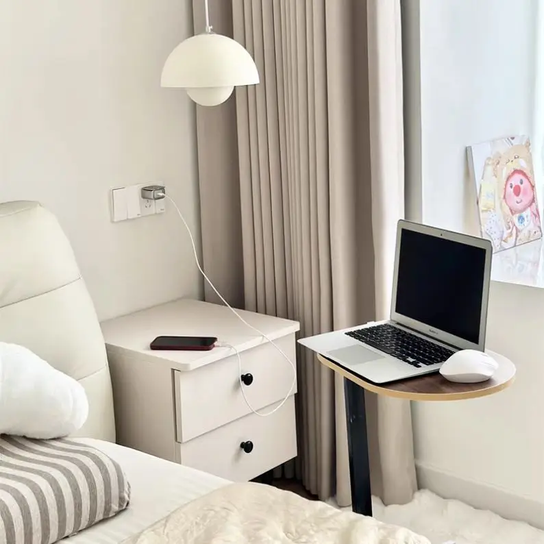 100 % hochwertiger C-förmiger Beistelltisch aus Holz, Couchtisch für Wohnzimmer und Wohnmöbel