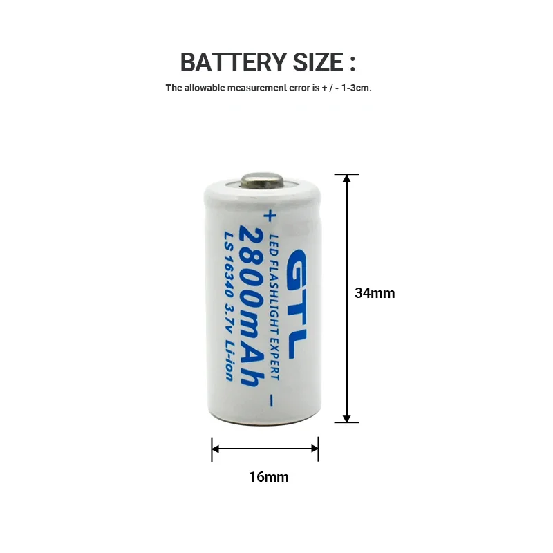 NEW CR123A RCR 123 ICR 16340 Battery 2800mAh 3.7V Safety Camera Rechargeable Battery Lithium Ion L70 Plus