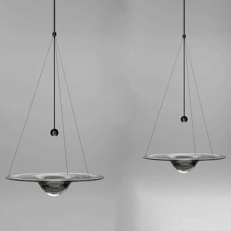 

Modern Teardrop-shaped Threaded Glass Chandelier Dining Room Bedroom Living Room Hotel Flying Saucer Pendant Lamp Indoor Decor