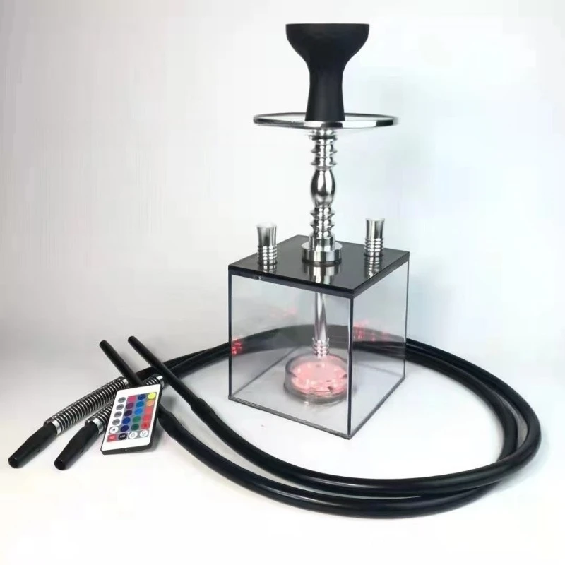 SpotCube Acrylic Hookah Set 2 Hose LED Light Silicone BowlGoods