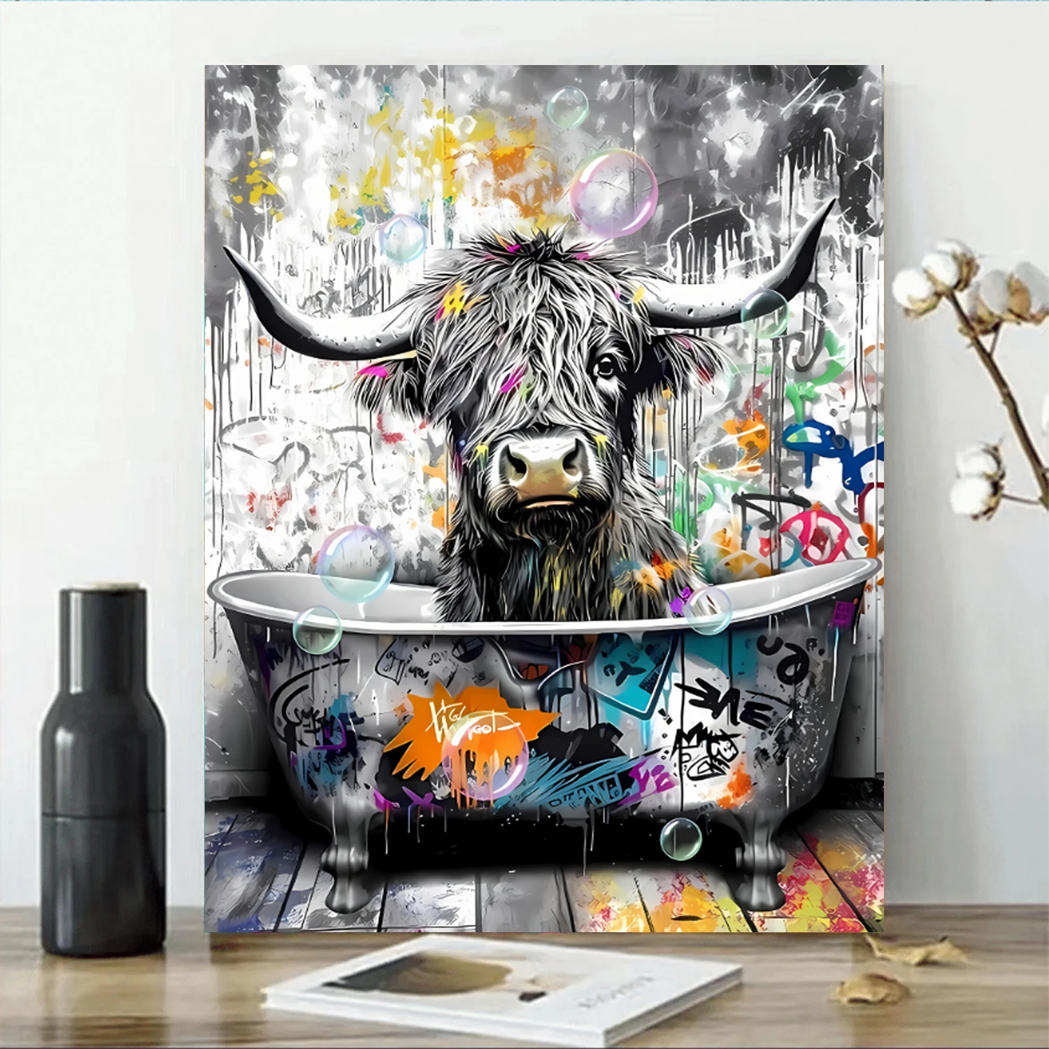 DIY Mosaik Diamant Malerei Highland Rinder auf dem Bad Platte Muster Home Wanddekorationen handgemachte Kunstwerke ohne Rahmen