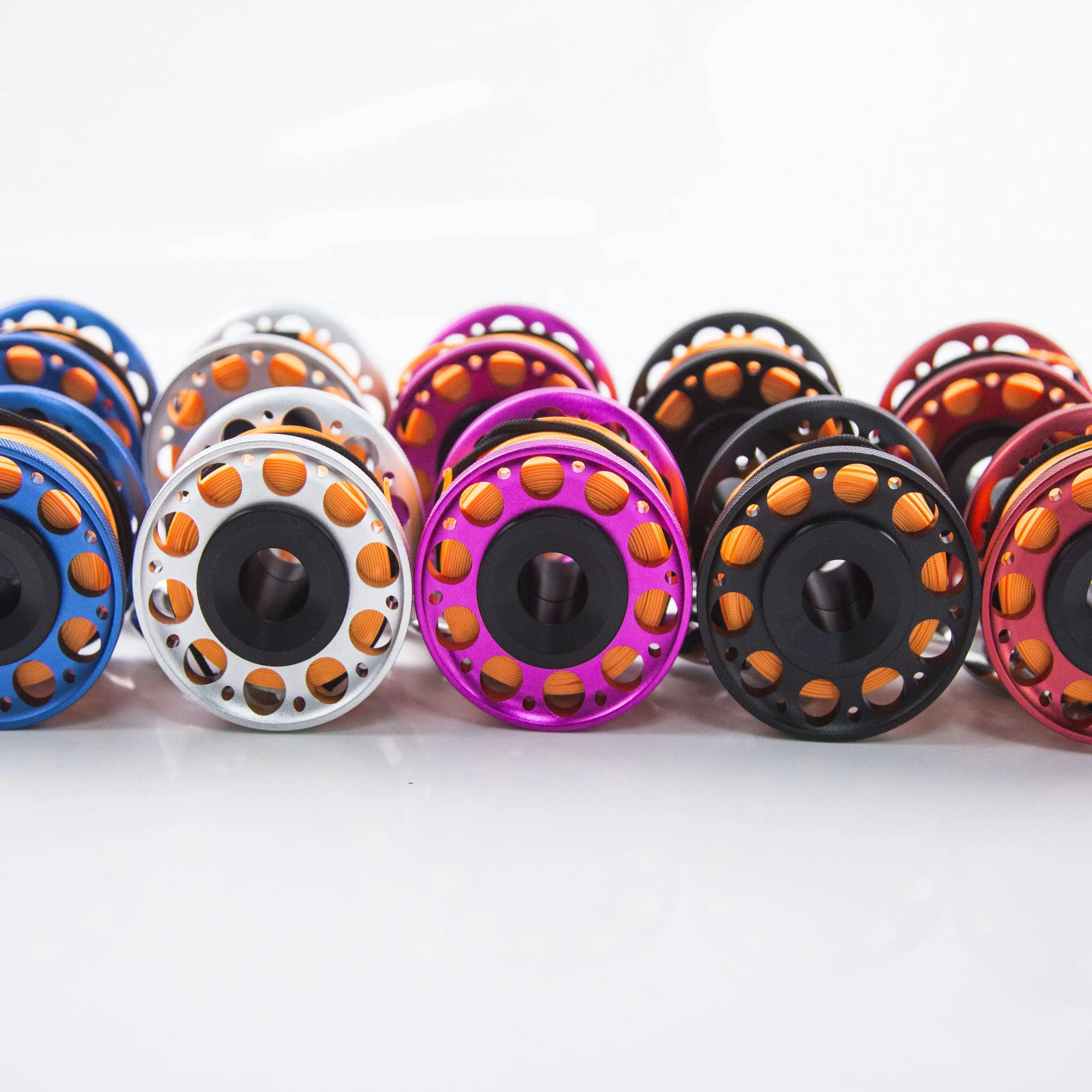 Submersible Reel SMB Aluminum Alloy 30m Scuba Free Submersible Ropes Color Spools Equipped with Geodesic Buoys Float Rods