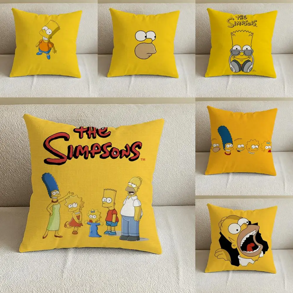 Animation The Simpsons Cushion Cover Natural Linen Pillowcase Set, All-in-One Decor for Sofa, Bedroom & Chair