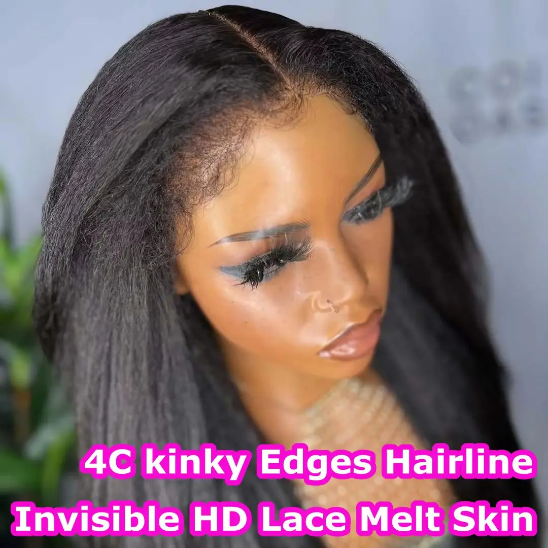 4c حواف شعري غريب مستقيم HD الدانتيل بوب 13x6 HD الدانتيل الباروكات الأمامية باروكة من شعر طبيعي مجعد شعر الطفل القصير بوب 4x4 إغلاق الباروكات