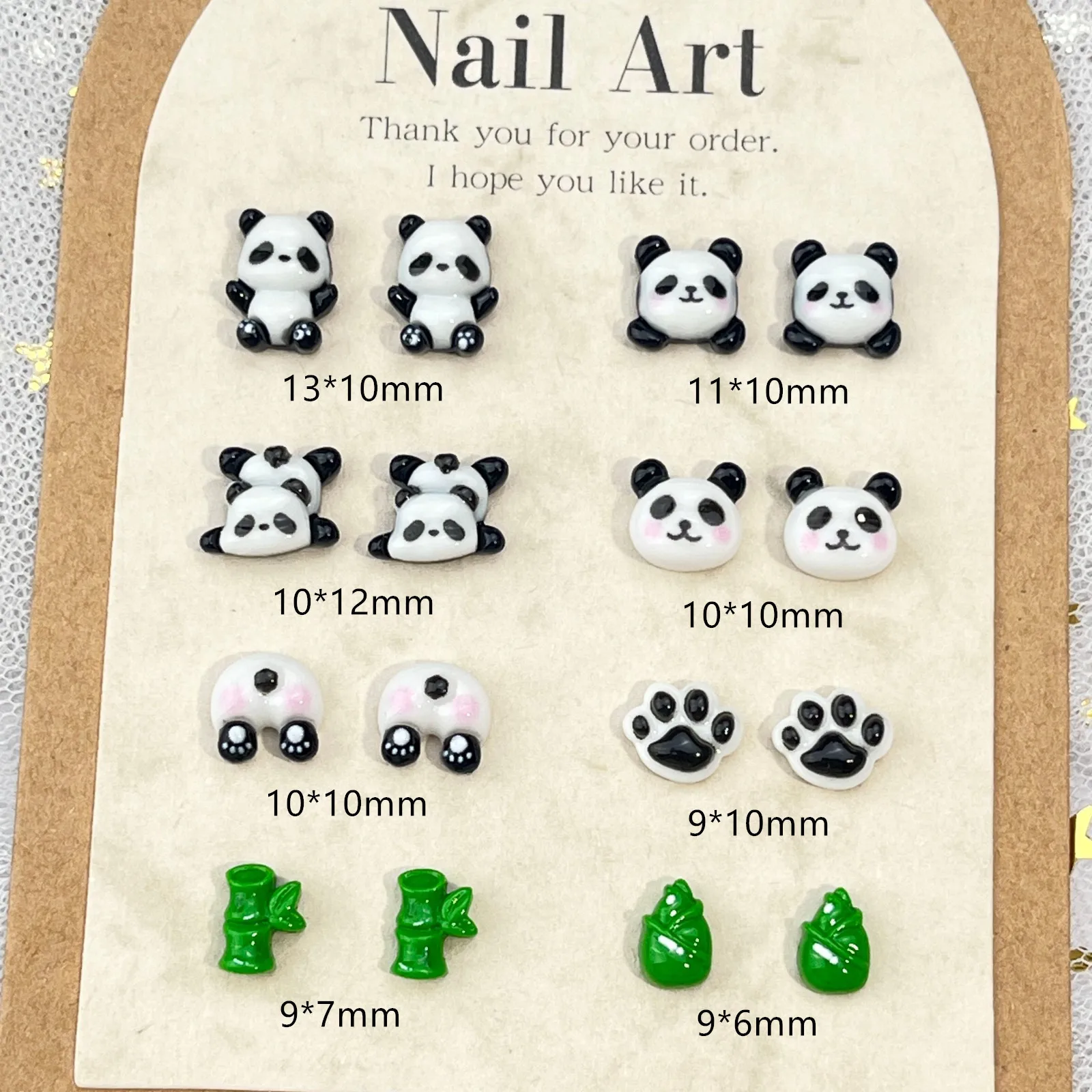 

20Pcs Panda Cartoon Nail Art Decorations Cute Resin Drill Accessories