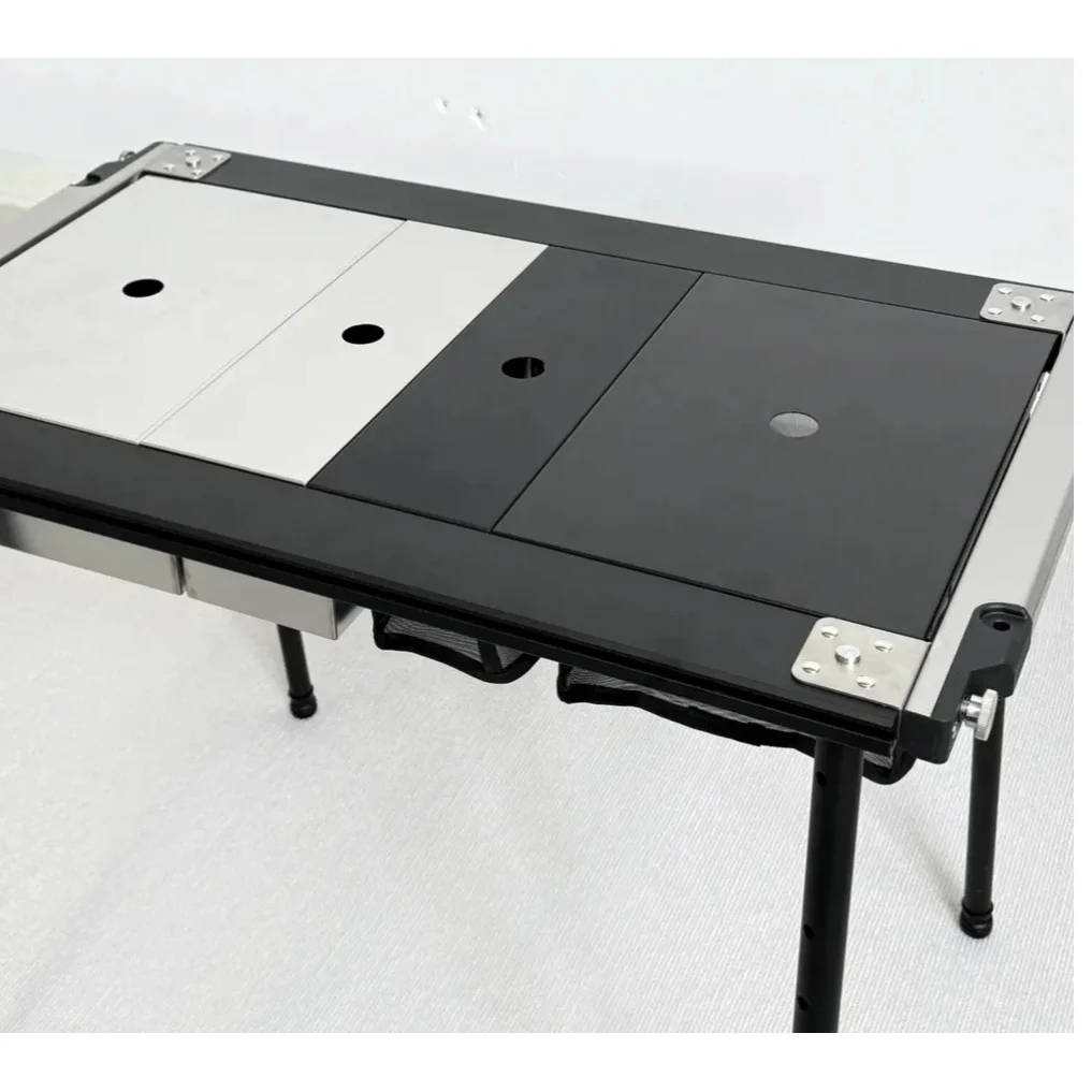 Modvant Igt لوحة علوية 1 وحدة 0.5 رف من الفولاذ المقاوم للصدأ باللون الأسود وحدة واحدة نصف طاولة تخييم