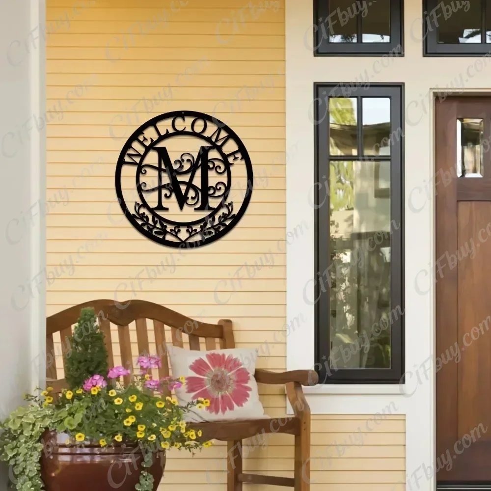 CIFBUY Personalized Family Name Metal Wall Art Sign Custom Monogram Iron Sculpture Entryway Living Room Home Decor Gift