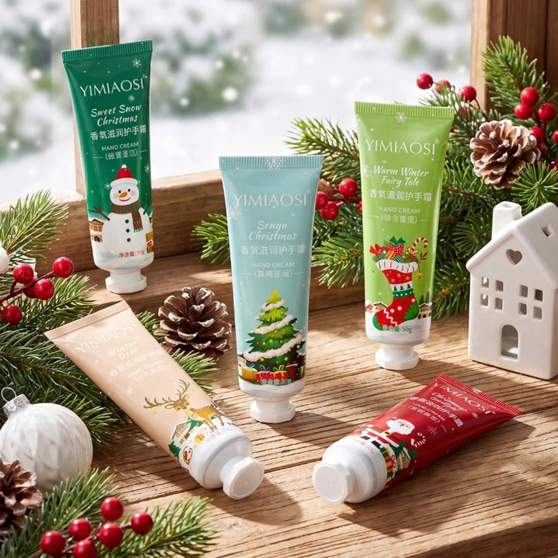 Plant Scented Hand Cream 30g Christmas Themed Winter Hydrate Nourish Hands Light Non‑greasy Texture Daily Travel Hand Lotion