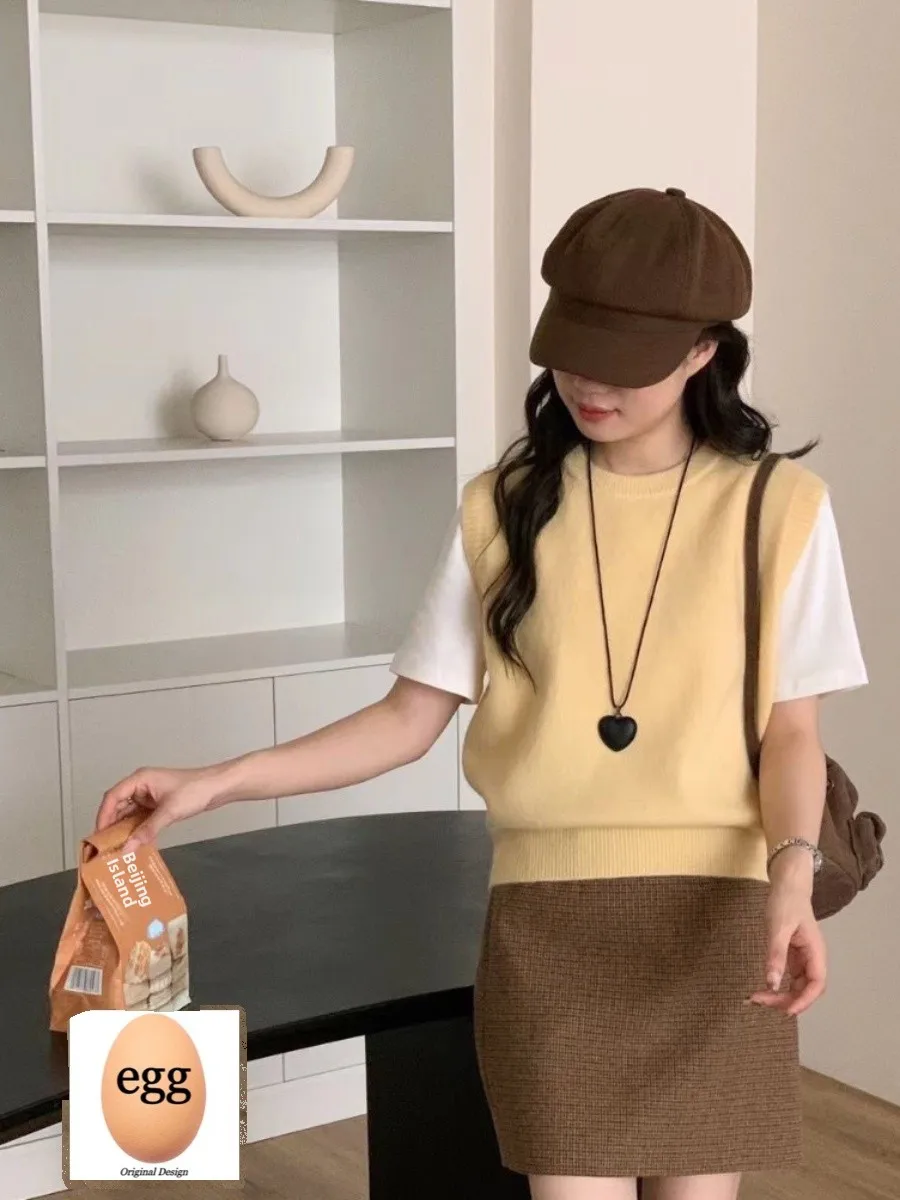 

Мягкий уютный вязаный жилет в стиле ретро, свитер без рукавов, жилет с овальным вырезом, круглый, Ne, стандартная длина, без застежки на пуговицах