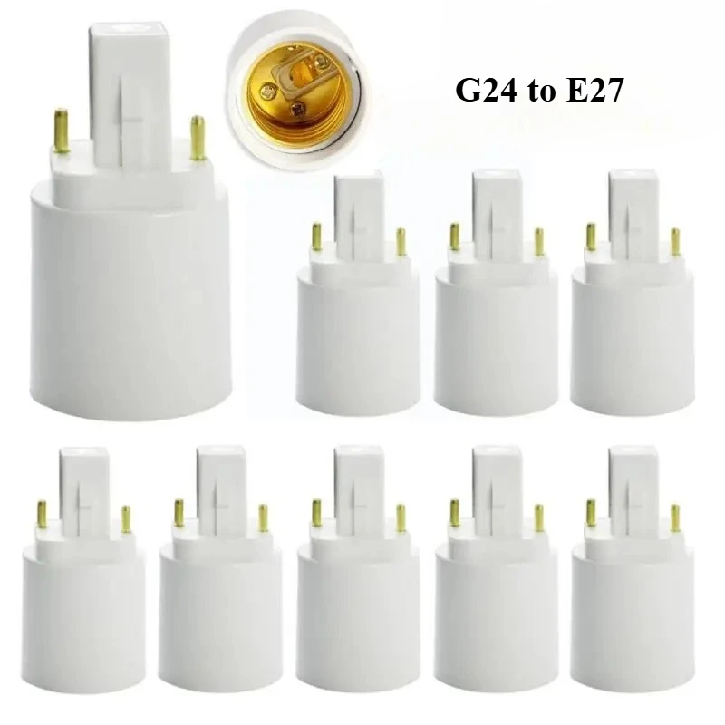 10pcs G24d To E26 LED Light Base Converter2Pin G24 To E27 Lamp Holder Adapter Allow You Install E27 Standard Lamp in G24d Socket