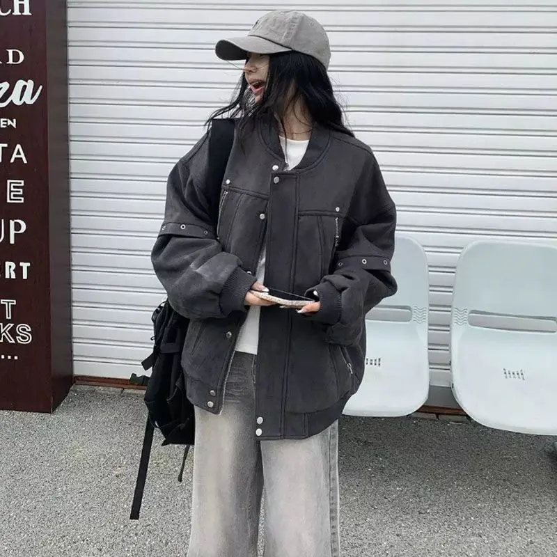 

Женские джинсовые куртки, осеннее новое женское пальто, короткое укороченное пальто с передним карманом и пуговицами, простое базовое женское стильное модное молодежное пальто