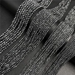 High Quality 2/3/6mm Terahertz Stone Bead Faceted Round Loose Healing Stone Beads For Jewelry Making DIY Necklace Bracelet Rings
