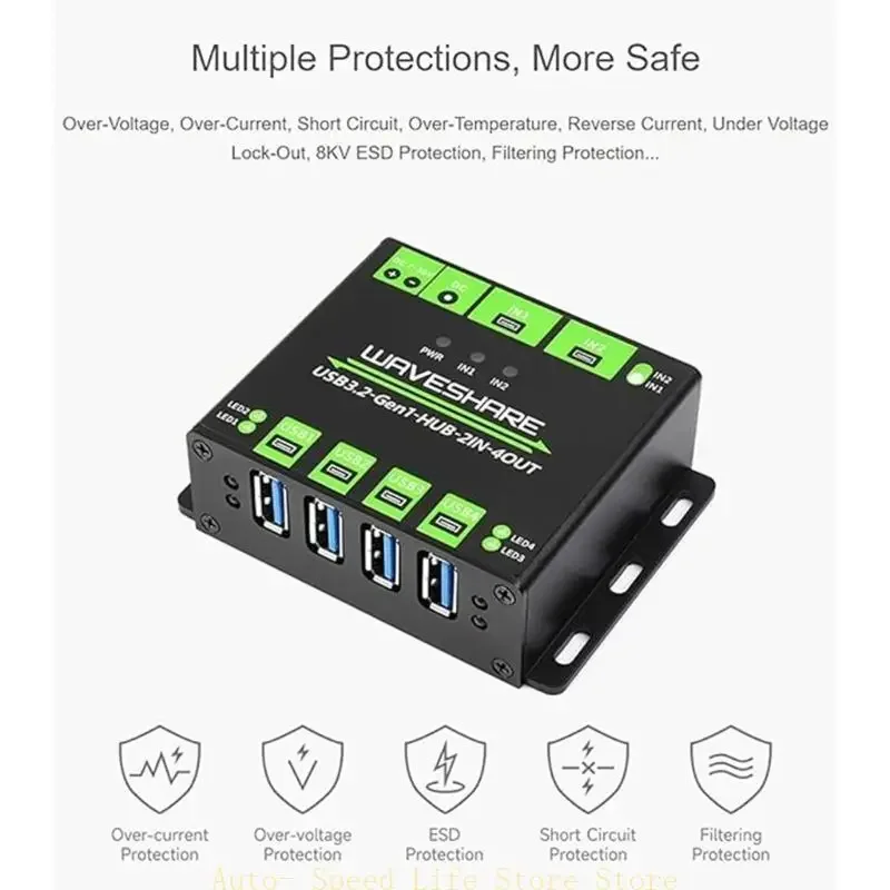 02DA USB 3.2 Hub 2 in 4 Out,Extended Ports Switchable Inputs, Enhanced MTT Technology