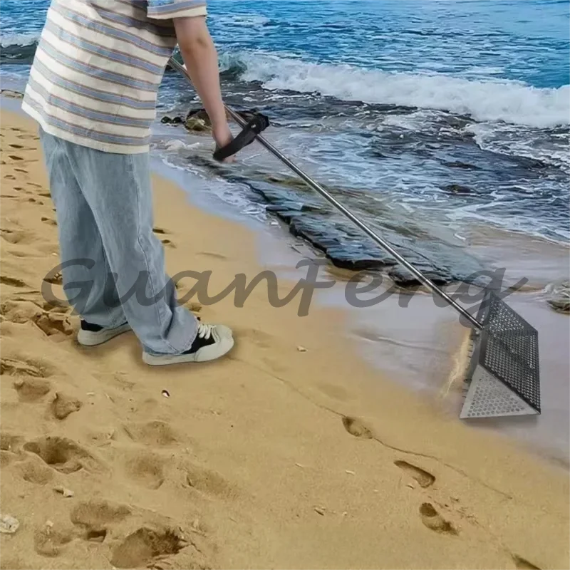 Stainless steel beach sieve rake, removable garden beach rake