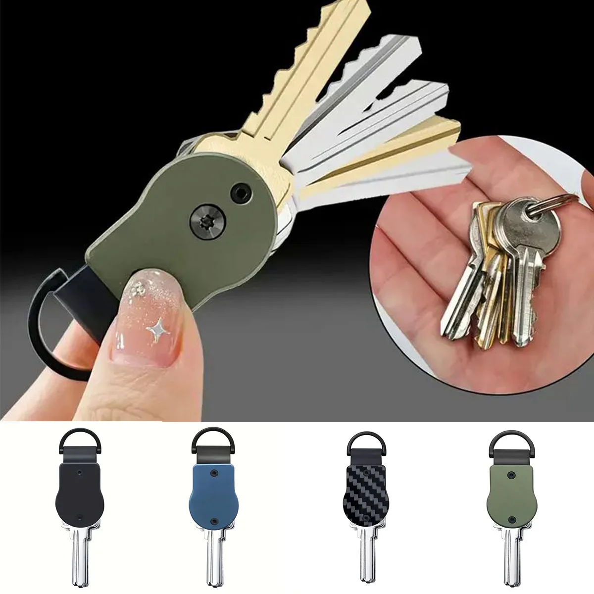 Compact Key Organizer Holder Metal Key Chain Minimalist Key Case for 1-5 Keys Secure Storage