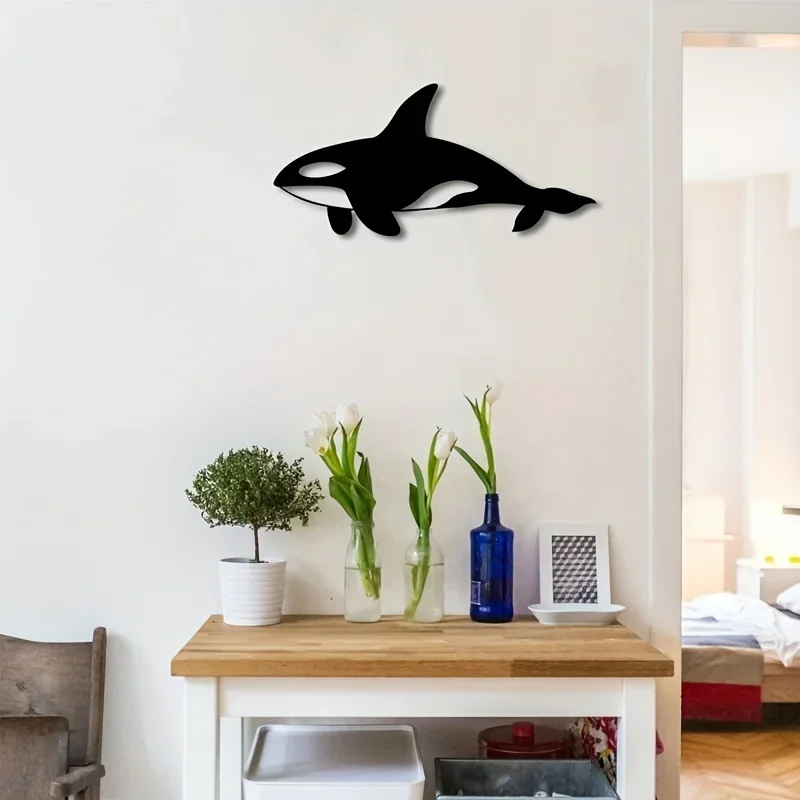 

Modern Black Metal Wall Art Whale Pattern Metal Crafts For Interior Decor Home Decor, Wall Hanging Decor Wall Art decoration