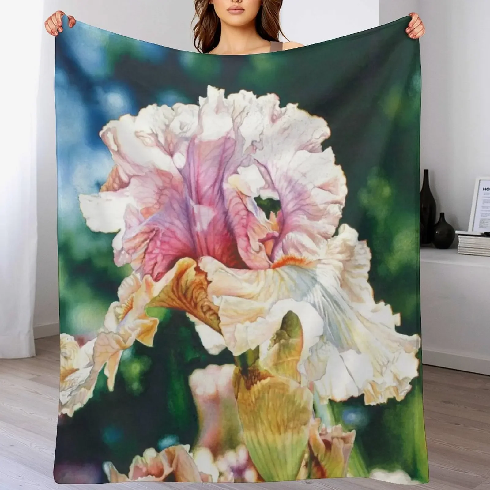 

New Springtime in Bloom Watercolor Painting Throw Blanket heavy to sleep Bed linens Luxury St Shaggy Blankets