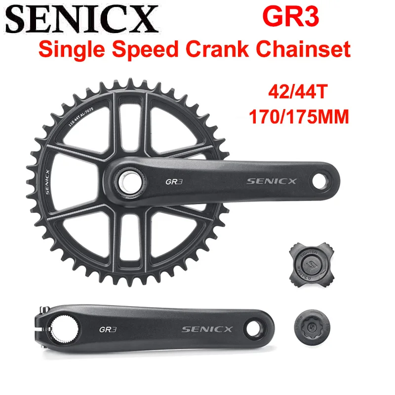 SENICX GR3 Single Speed Crank Chainset Crankset 42T 44T 170mm 175mm For Gravel-Bikes Cyclo-Cross BB24MM