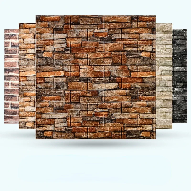 

Self-adhesive 3d Three-dimensional Wall Stickers Foam Brick Pattern Decorative Stickers Retro Trend Background Wallpaper muraux