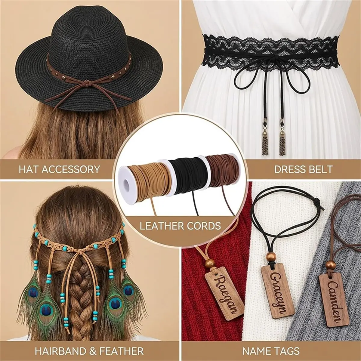 2026 NEW 6 Rolls Flat Leather Cord String, Suede Leather Shoe Laces for Boots, Leather-Strips for Jewelry Making, Bracelets