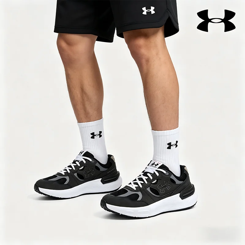 Under Armour 3028615-100 100% Authentic 2026 New Running Sneakers Gray Black Breathable Knit Upper Non Slip Outsole Beat All