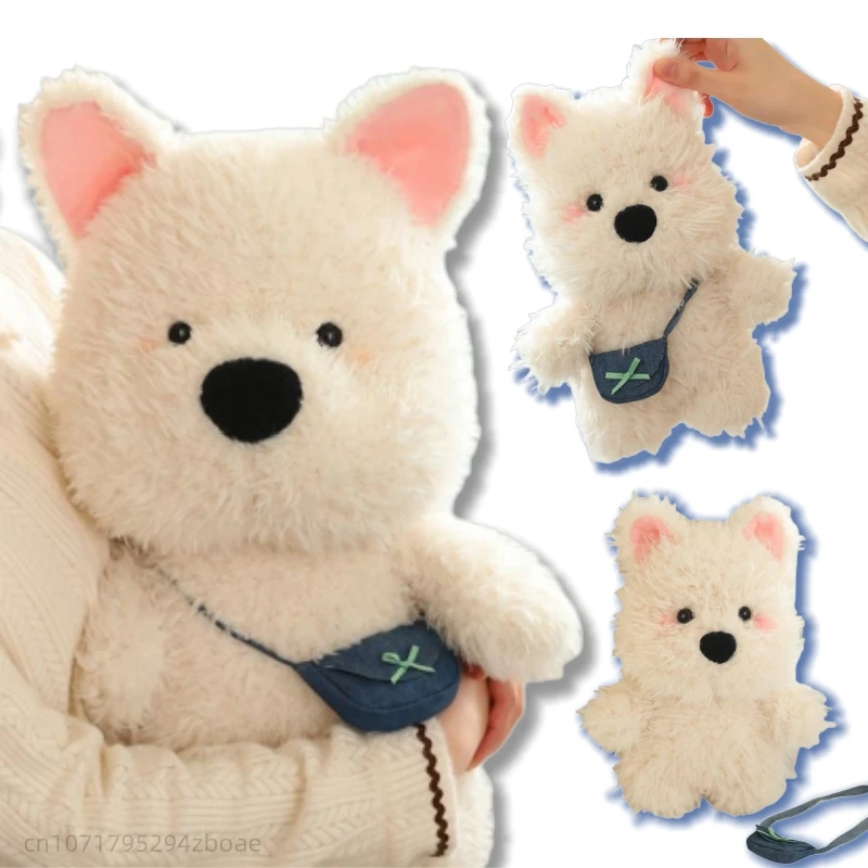 22-45cm Cute Satchel Long Hair White West Highland Plush Doll Super Soft Dog Plush Toy For Boys And Girls Birthday Gift