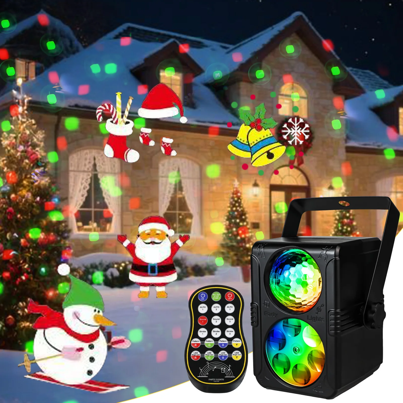 HCWE LED Lights for Par Christmas Projector with Remote And Sound Control Holiday Lighting Disco DJ Light Decorative Lighting