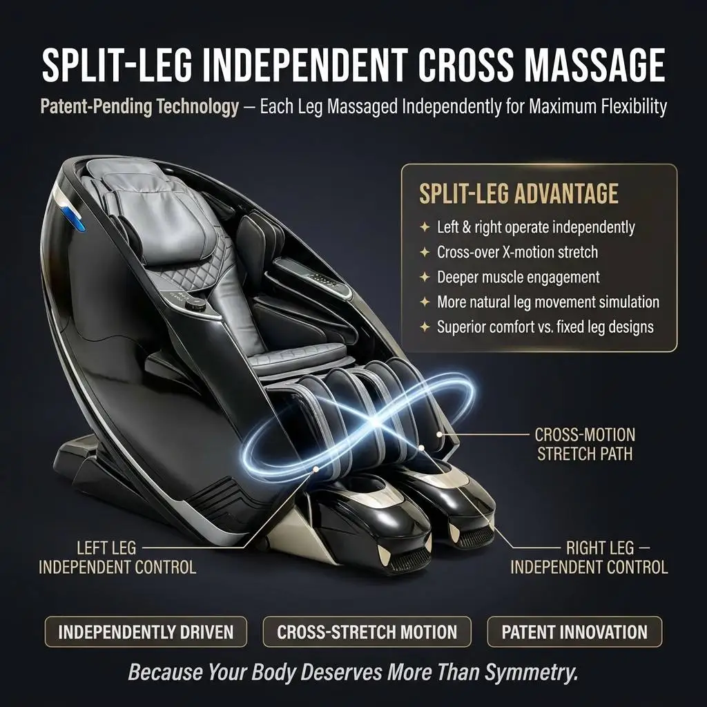 Coolfull New Arrival SPA Center Innovative Independent Leg Massage Single Leg Stretch 4D Massage Chair SL Track Thai Stretch