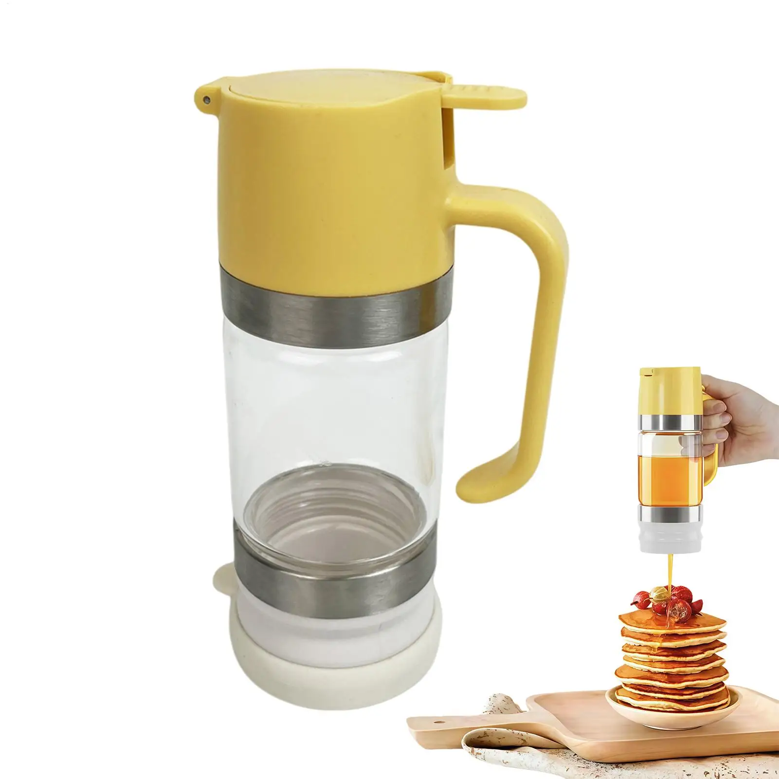 

Honey Dispenser 350ml Clear Glass Syrup Dispenser with Handle Prevent Dripping Honey Container for Coffee Shops Restaurants Home