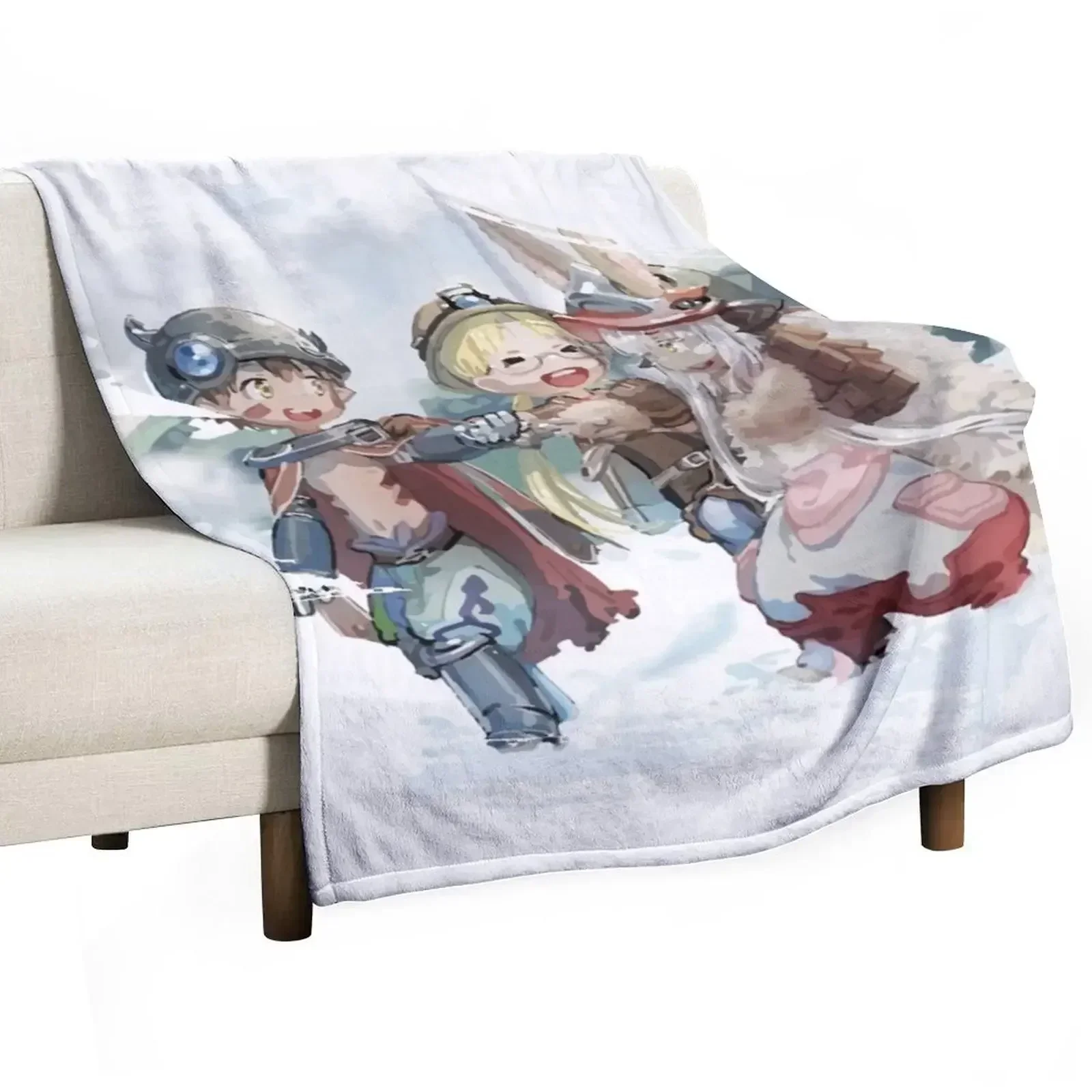 Made in Abyss: nanachi, reg, riko print Throw Blanket Decorative Sofa Decorative Sofas Thermals For Travel Blankets