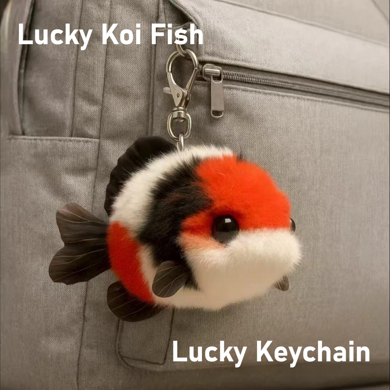 LLavero de pez de la suerte, bonito llavero pequeño de felpa con colgante de Koi, amuleto para bolso, regalo para pareja, accesorio para mochila, llavero bonito