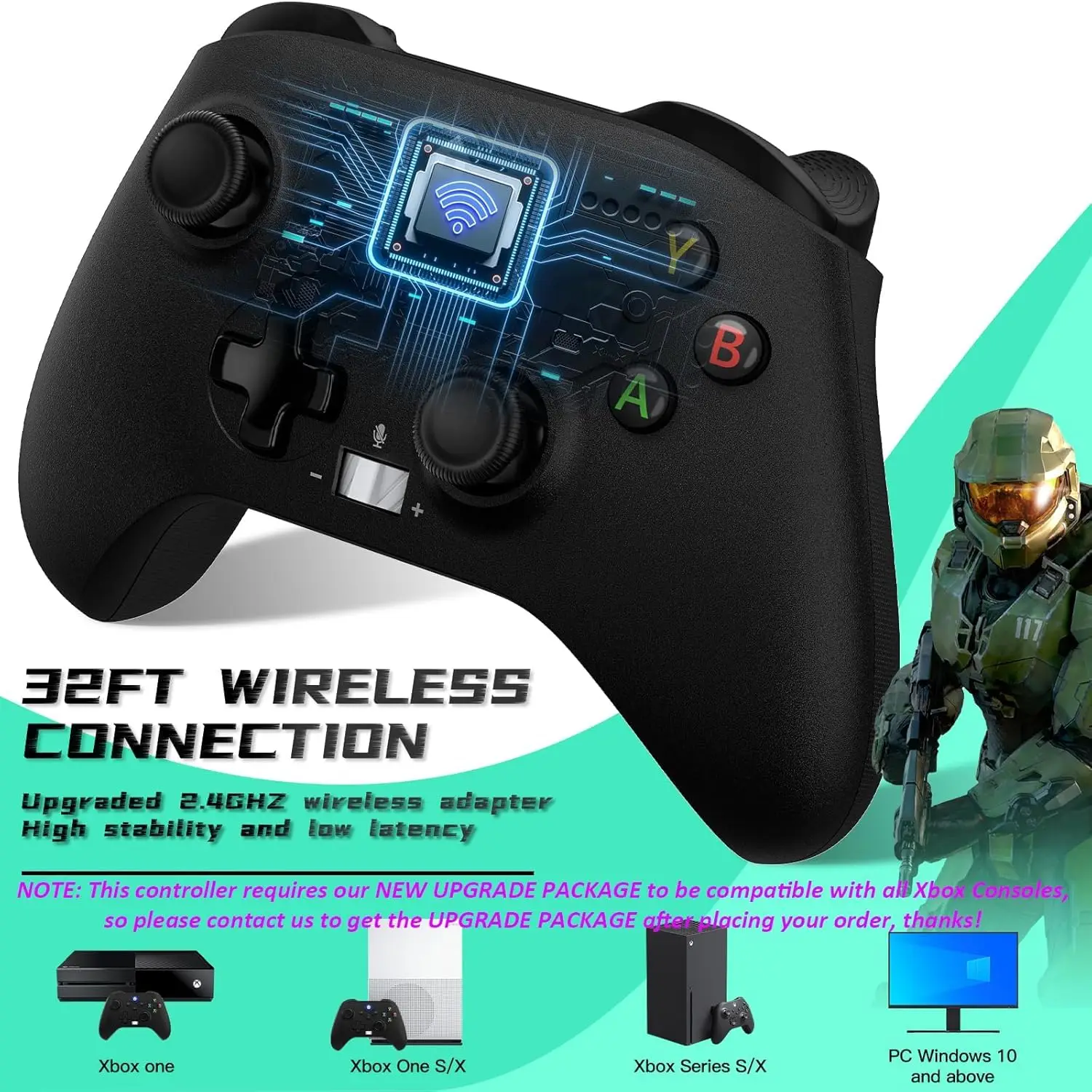 Controller For Xbox One/Xbox One S/X/Series S/X PC,Hall Effect 2.4G Wireless Gamepads Turbo&Marco Programming Func Game Joystick