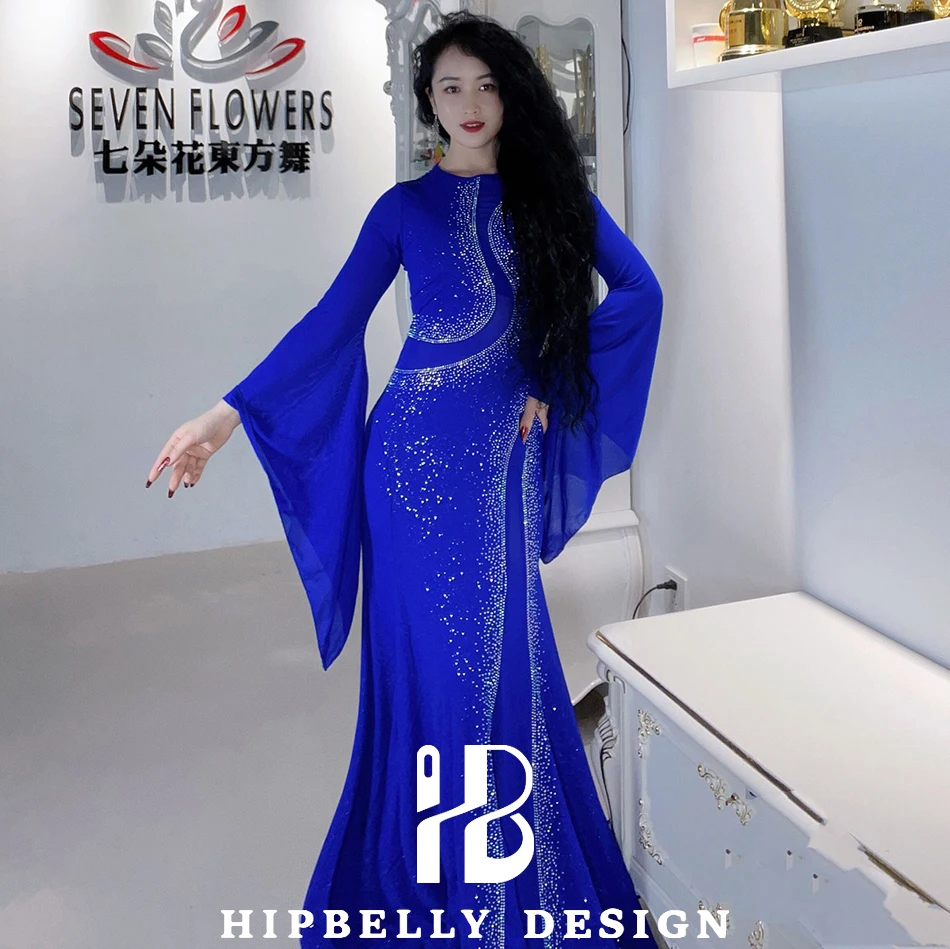 

Belly Dance Dress Set Iraq Hair-Shaking Robe for Women Kawleeya Performance Clothes Transparent Performance Clothes Outfit