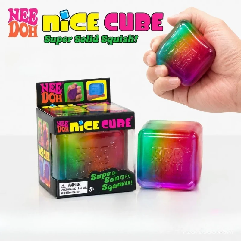 Rainbow Gradient Ice Cubes Pinch Le Cat's Paw Transparent and Clear Decompression Can Pinch Small Jelly Glue Sea