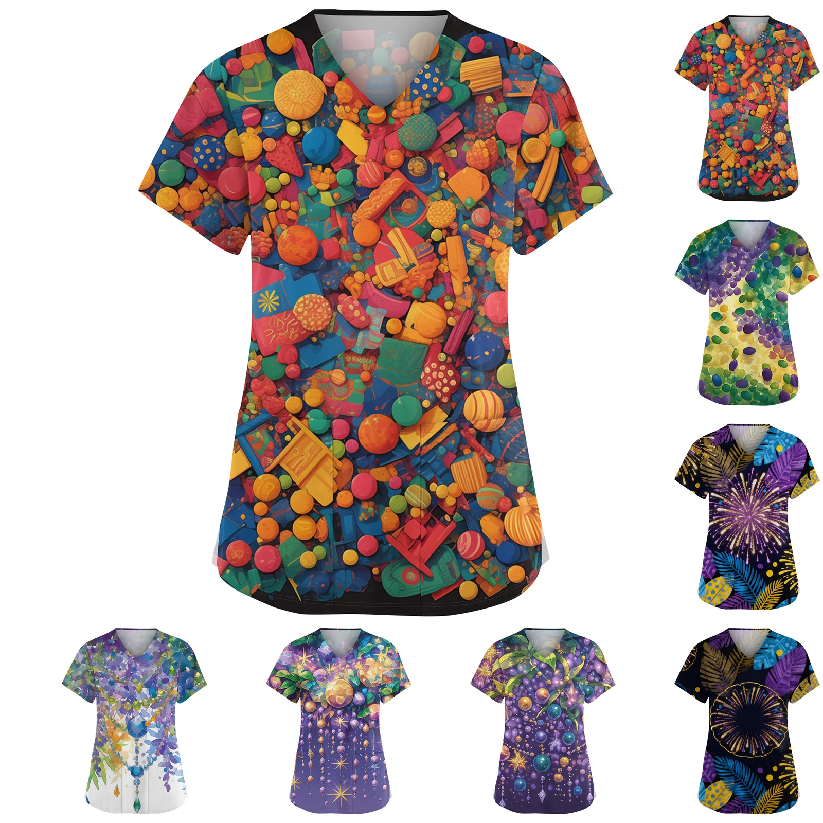 Uniformes de enfermeira feminina manga curta pulôver básico com decote em v camisetas moda reuniões e passeios topos versátil carnaval topos