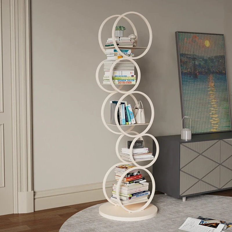 

Cream Wind bookshelf Wrought Iron Multi-layer rotundity creativity shelves floor-standing estanteria living room furniture