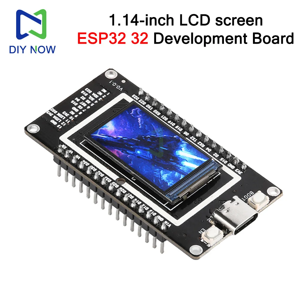 ESP32 1,14-дюймовый ЖК-экран, плата разработки Wi-Fi Bluetooth, встроенный модуль ESP32-32, порт Type-C, паяные контактные разъемы