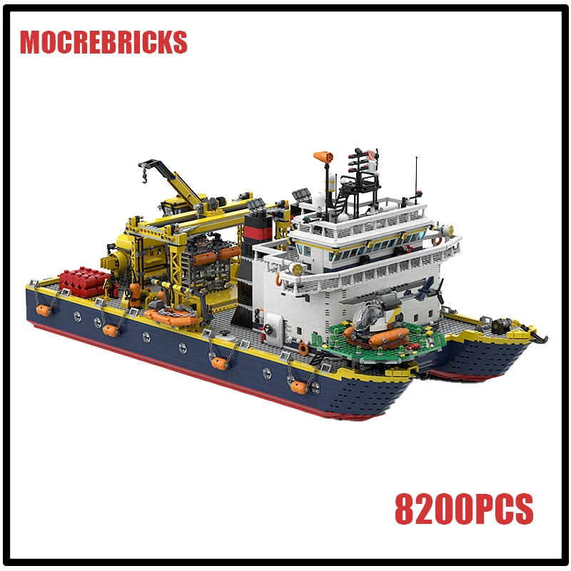 MOC Marine Science Research Vessel Building Blocks Set Catamaran Ocean Exploration Ship Model Adult Collection Gift Toy