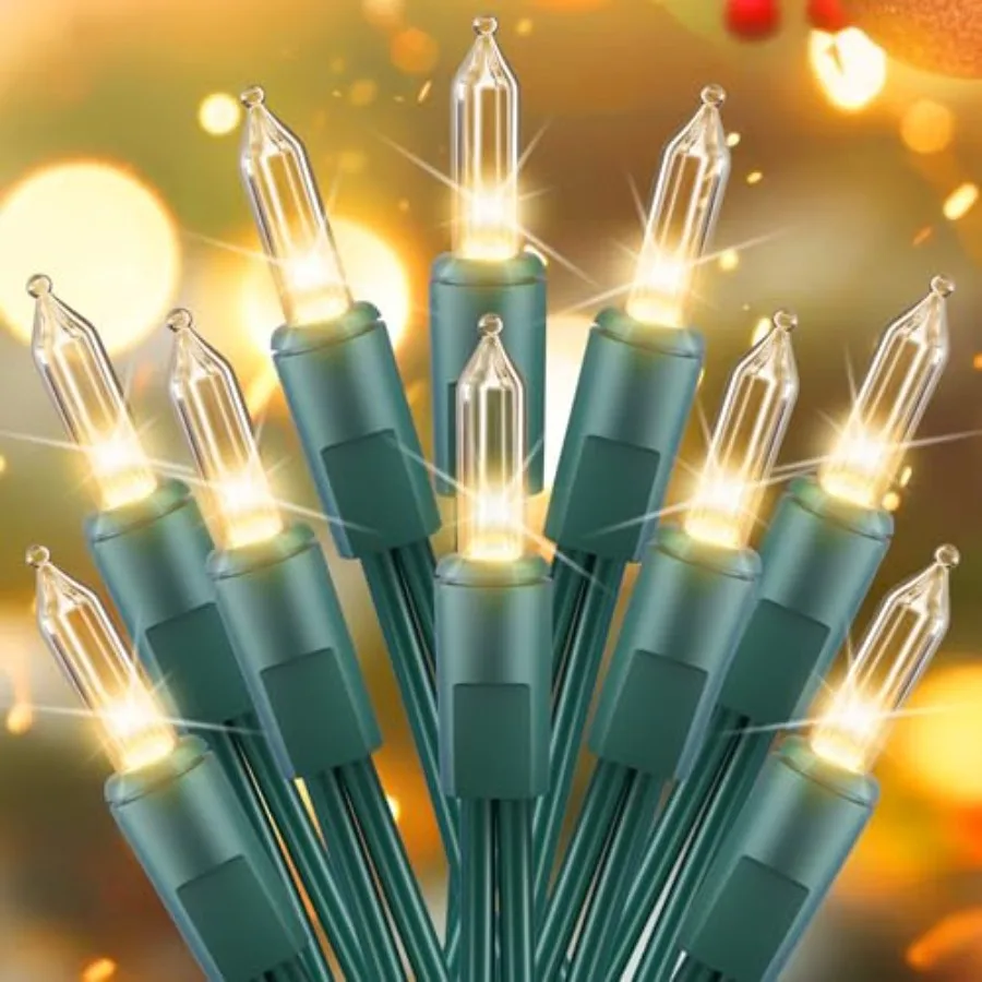Clear Christmas String Lights 10 Feet Incandescent Bulb Mini Lights for Indoor Outdoor Xmas Tree Garland Birthday Wedding Party