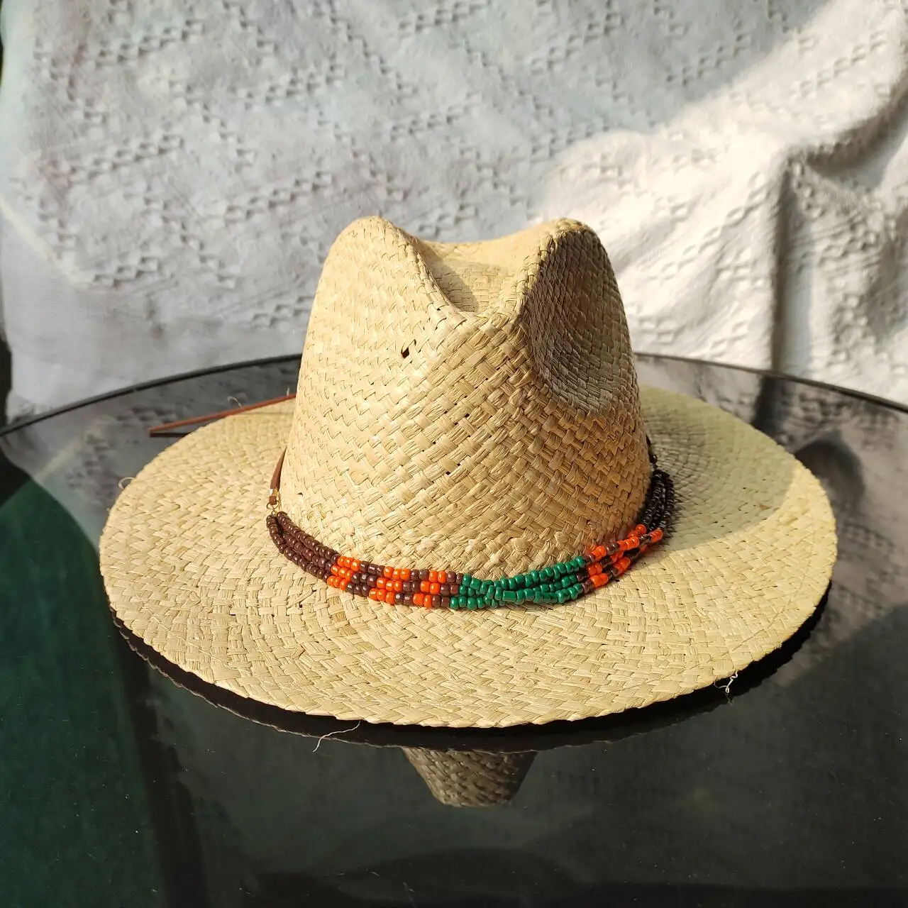 cowboy hat Grass Handwoven Hollow Cowboy Straw Hat Rhinestone Chain Cowboy Hat for Woman Outdoor Vacation Beach Sun Hat for man