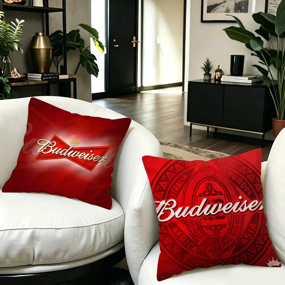 Beer Brand B-Budweiser Logo Cushion Cover Inches Farmhouse Decor Home Throw Pillow Covers for Couch Decorations