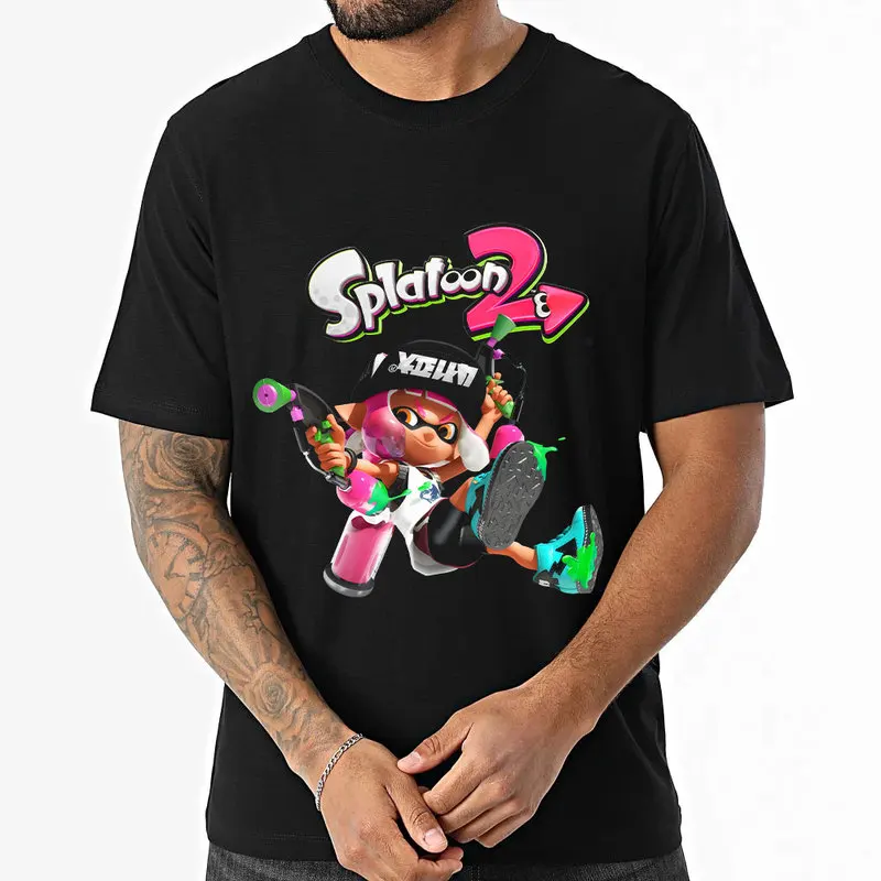 Cute Cartoon Videogame Splatoon Gift T Shirt for Gamer 0203 Short Sleeve Graphic Clothes 100% cotton Unisex Tee US Size S-6XL