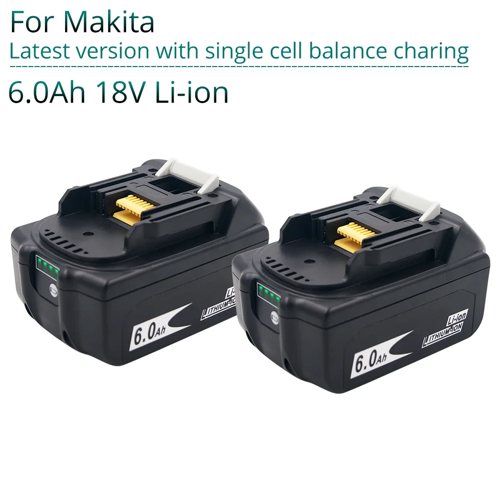 2 Stück Neueste Version BL1860 18V 6000mAh Li-Ionen-Akku für Makita Batterie 18 V BL1830 BL1840 BL1850 BL1860B BL1860