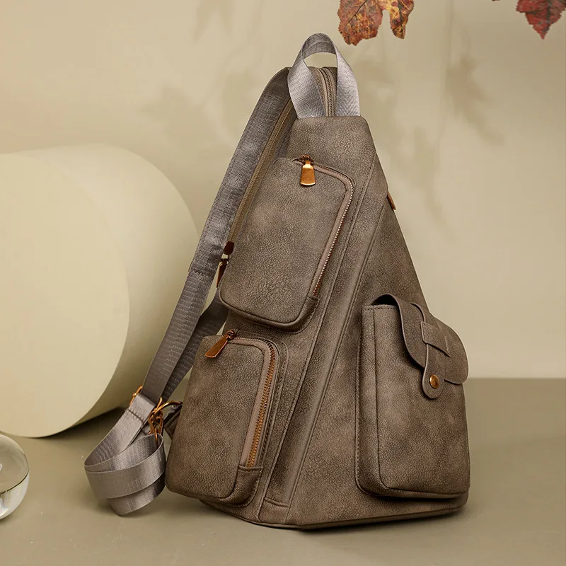 

Сумка-мессенджер женская из искусственной кожи в стиле ретро, с эффектом потертости, треугольная, с несколькими отделениями, для ношения через плечо