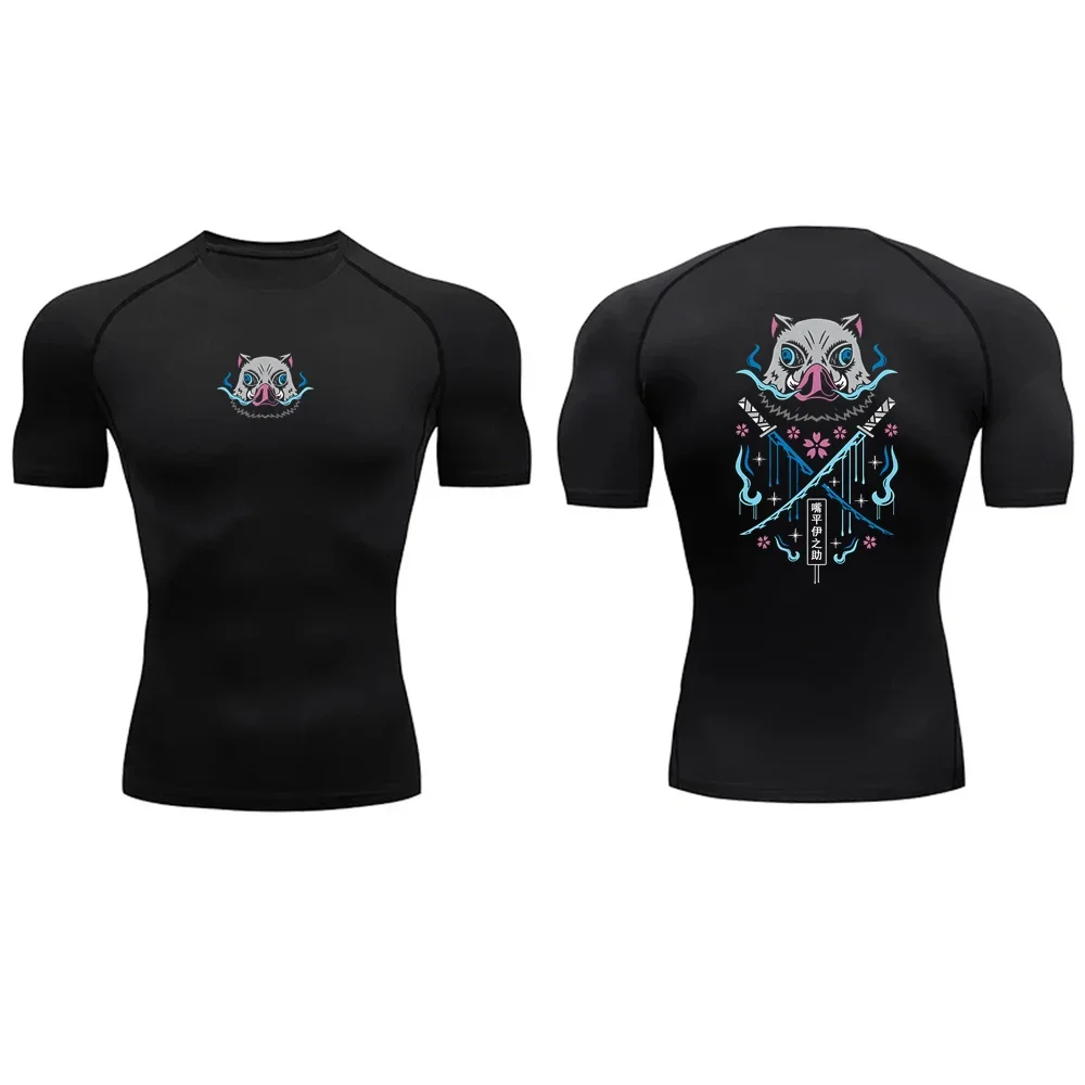 

2026 Summer Men's Compression Sports T Shirt Japanese Anime Fitness Top High Quality Casual Street Clothing Pro Choice Harajuku