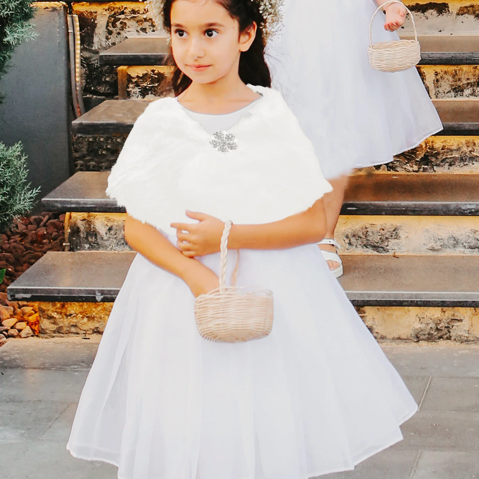 

Artificial Wrap Shawl For Little Girl Winter Warm Faux Shawl Decorative Outerwear Soft Kids Fashion Accessory