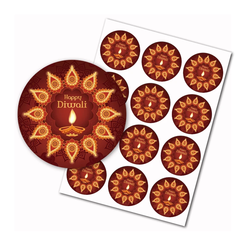 Happiness Happy Diwali - Light Festival Party Round Candy Sticker Gift - Chocolate candy Label .Order 2