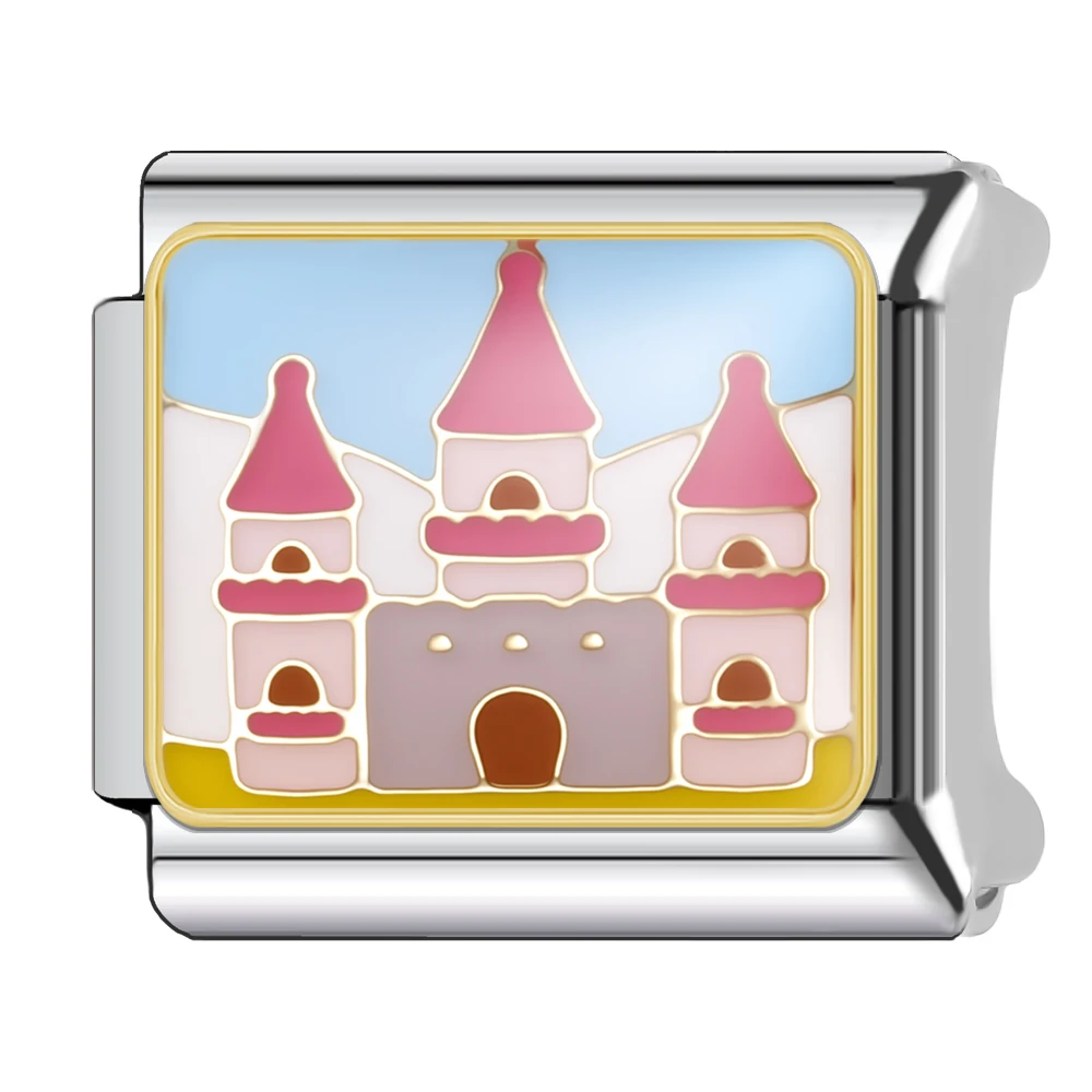 Trusta Princess Castle Treasure Cartoon Pattern Italian charm bracelet  Fit 9mm Removable Accessories for Women DIY New N766