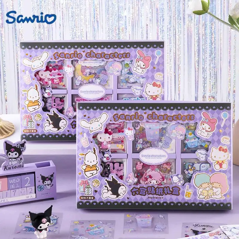 

Новинка Sanrio ограниченная семиквадратная наклейка Kuromi мультяшная Подарочная коробка высокая стоимость самодельная наклейка студенческие живописи материалы для украшения