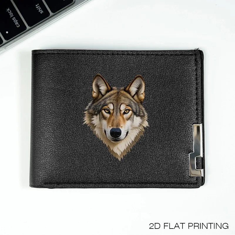 Wolf Head Design PU-Leder-Geldbörse für Herren, schmal, Business-Mode, kompakt, langlebig, leicht, für den täglichen Gebrauch